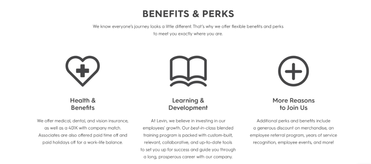 Levin Furniture Mission, Benefits, and Work Culture