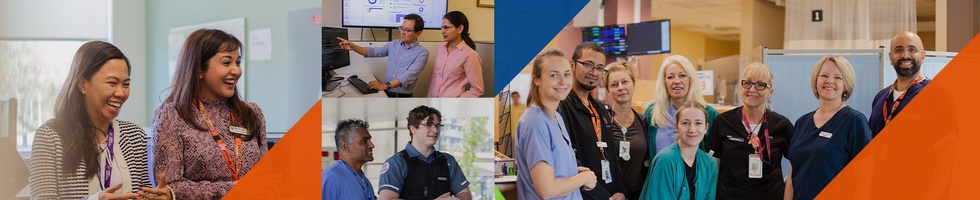 A collage of Fraser Health employees working in their diverse roles.