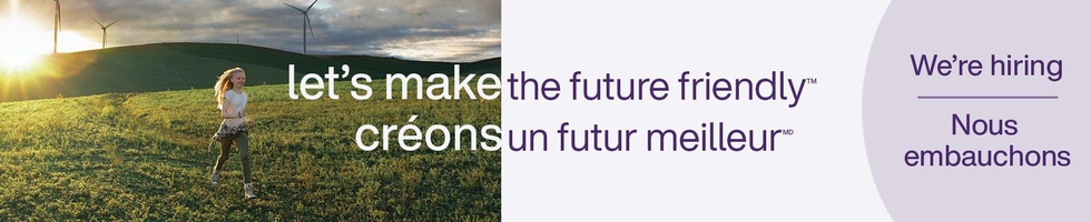 Copy reads Let's make the future friendly. We're hiring. Image is of a girl running in a field. 
